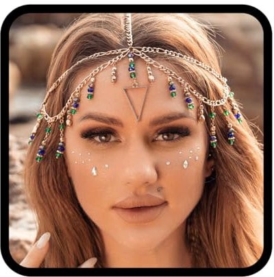 Fashband Boho-Kopfkette, goldene Perlen, Kopfbedeckung, Quasten, Festival, Braut, Hochzeit, Haarschmuck für Frauen und Mädchen