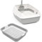 Set Katzentoilette mit Rand und Reinigungssieb und Erste Schalentoilette für Kätzchen Katzenbabys Kaninchen Katzenklo Abnehmbarer Hochrand Reinigungssieb Grau