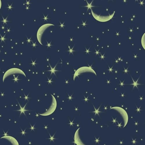 VmG-Store Baumwollstoff Meterware 140cm Breite Stoffe zum Nähen Nähstoff Kinderstoff für Kissen Babykleidung Kinderkleidung DIY (Mond und Sterne Bb022)