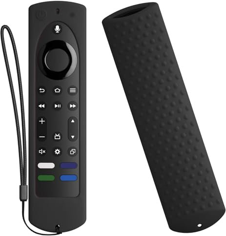 PIUAMUNKJ for 2023 Fire TV Stick 4K Max (2nd Gen) /Omni Series/Insignia/Toshiba/Fire TV 2-Series/4-Series- Alexa Voice Remote Control Silicone Cover with Lanyard(Black)