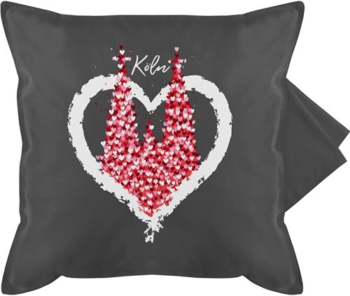 Shirtracer Kissenbezug - & Fasching - Kissen - Kölner Dom Köln Rot Weiss Karneval I Kölle I Fastnacht I Fasnacht I Fasnet - 50 x 50 cm - Grau - karnevalskissen Fasching- un kissenhülle sofakissen mit