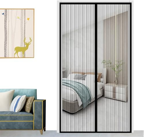 Zanzariera Magnetica Porte,Silenzioso Chiusura Automatica Traspirante Anti Insetti Tenda Zanzariera Porta,Zanzariera Magnetica Adesivo,per porte Windows-Black A||70x200cm(27x78inch)