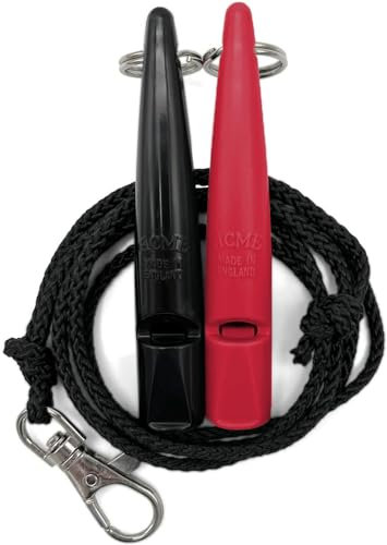 ACME Hundepfeife No. 211,5 mit Pfeifenband | Im Doppelpack | 2 Pfeifen inklusive 2 Bänder | Ideal für den Rückruf - Laut und weitreichend (Black + Hot Pink)