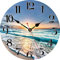 VIKMARI Strand-Wanduhr batteriebetrieben 20 cm (8 Zoll) Blauer Ozean-Küsten-Design Heimdekoration mit Meeresthemen Klein Leise Nicht Tickend Quarz-Wanduhr für Wohnzimmer Schlafzimmer Büro