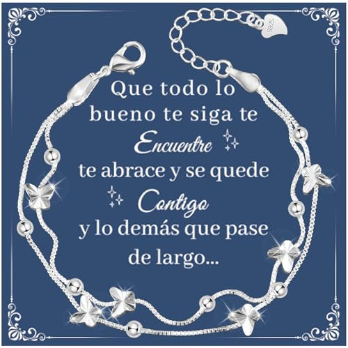 YELUWA Regalos Originales para Mujer, Mariposas Pulsera Regalo Dia de la Madre Pulsera Plata Mujer Amistad Originales Regalo Cumpleaños para Mamá e Hija Amiga Hermanas Sobrina Tía Regalos San Valentin