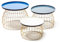 Qiyano Beistelltisch 3er Tisch-Set Trio Metall Eisen Gitter-Korb Gold modern verspielt vielseitig Wohnzimmer Esszimmer Lounge Vorraum Höhen: 26 cm / 32 cm / 42 cm Farbe: Blau/Grau/Weiß