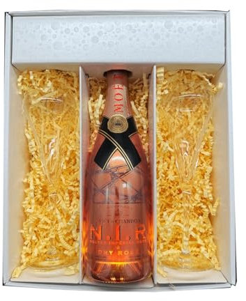 Coffret Blanc : Moët & Chandon – Champagne – 1 Nectar Imperial rosé et 2 Flûtes Chef & Sommelier – (1x75cl)