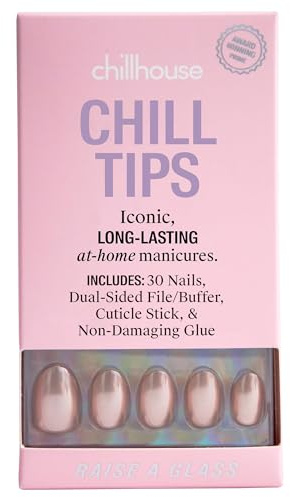 Chillhouse Chill Tips, Press On Nails Kit - Raise a Jar (Oval) - 24 Nail Shapes and Sizes - Up to 3 Weeks Wear - Adjustable Fit - Reusable - Latina Founded & Women Owned
