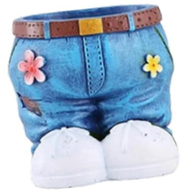 JISADER Garten Blumentopf Pflanzer Statue Kunst Dekoration Rasen Hof Niedliche Skulptur Garten Dekor, Jeans