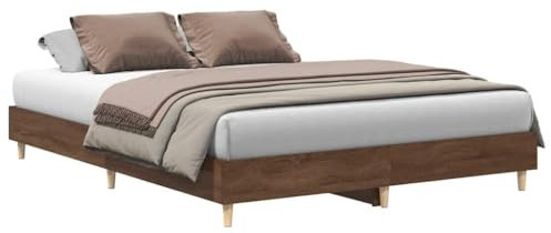 vidaXL Bettgestell ohne Matratze Braun Eichen-Optik 150x200 cm, Bettrahmen, Bett, Palettenbett, Schlafzimmermöbel, Doppelbett, Plattenbett