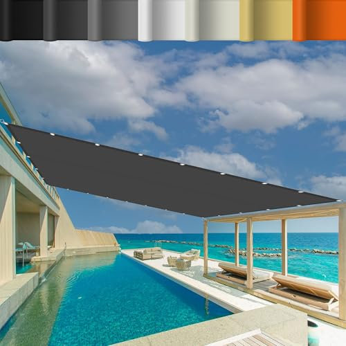 Filet Protection Balcon Piscine 2 x 4 m Imperméable Bâche d'ombrage Anti-UV avec Œillets pour Patio Jardin, Terrasse,Extérieur, Gris Foncé