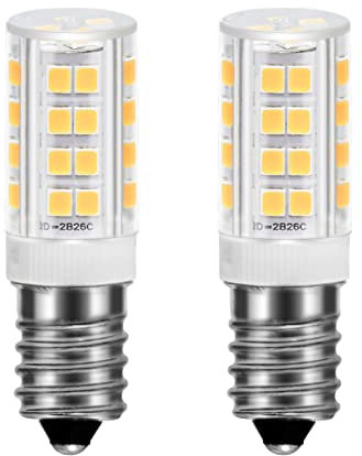 Caldarax E14 LED Bulb Cooker Hood 5W, 50W Halogen Equivalent, Natural White 4000K, 500LM, AC 220-240V, Non-Dimmable, Small Edison Screw, SES Extractor Fan Bulb for Fridge, Cooker Hood, 2 Packs