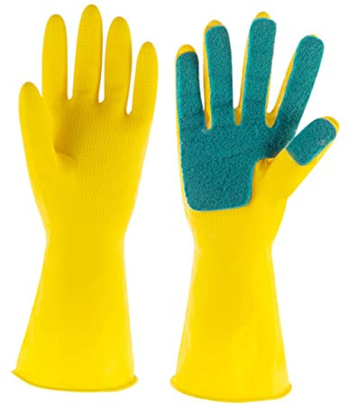 DINHEAROM 1par Guantes De Látex Para Lavar Platos Esponja Limpiadora Reutilizables y Resistentes Al Agua Para Cocina Limpieza Del Hogar y Jardinería