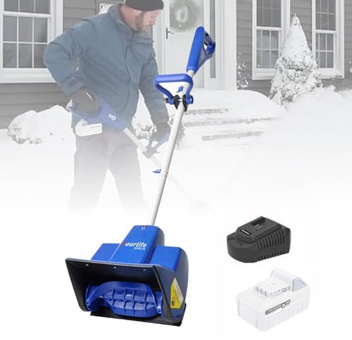 LVSEWOA Pala quitanieves inalámbrica, quitanieves con batería, quitanieves inalámbrico con Mango Frontal Ajustable, quitanieves eléctrico de Mano, para entradas de vehículos (A)