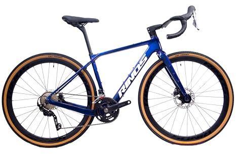Rinos Sandman 6 Carbon Gravel Bike – GRX 600 22-Gang Schaltung – TORAY T800 Carbon Rahmen & Gabel – Hydraulische Scheibenbremsen – 28 Zoll / 700C Gravel Fahrrad (Blue, XL (58cm))