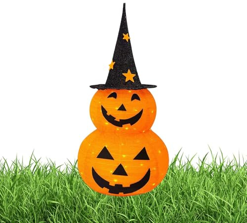 LED- für Halloween, Nachttisch mit schwarzem Hut, LED-Lampe, 8 Modi, für Außen und Innenbereich, Party, Garten, Zimmer