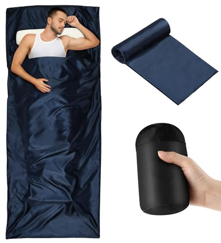 Aolso Saco de Dormir Ultraligero de Viaje, 90 x 220 cm, 210 g Sábana Saco de Dormir Ligero Pórtatil, Sábana de Viaje para Adultos, Hoja de Viaje para Mochileros, Hoteles, Camping, Senderismo