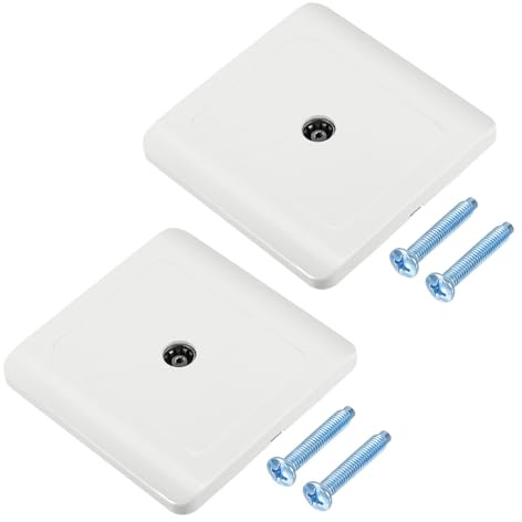 sourcing map Lot de 2 prises d'antenne TV, plaque de prise coaxiale TV/FM, plaque murale coaxiale à port unique avec vis M4 pour connexions radio à domicile, bureau, télévision, radio, 86 x 86 mm
