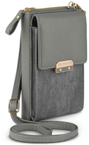 ONEFLOW Bliss Purse für iPhone 17 Handytasche zum Umhängen Damen mit Portemonnaie, Handy Umhängetasche mit Geldbörse und Handyfach, Kleine Handtasche, Taupe Grau