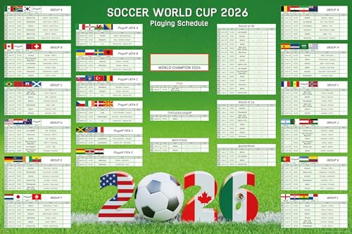 empireposter Soccer World Cup 2026 Wall Planner XXL 61 × 91.5 cm – Match Schedule Poster with 48 Teams, Round of 32 & Playoffs