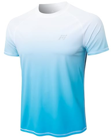 MEETWEE T-Shirt Homme Dégradé UPF 50+,Bleu dégradé Ciel,XL