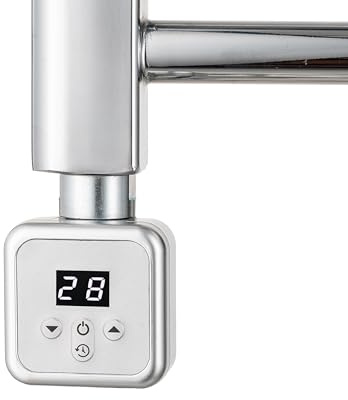 Companyblue Digital SQ Thermostatic Electric Heating Element - Chrome - Room Sensing Thermostat & 1-5h Booster Timer - IPX6 (300 Watts)