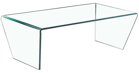 Meubletmoi Table Basse Verre trempé - Plateau rectangulaire - Bords biseautés - Style Salon Moderne épuré - Ice