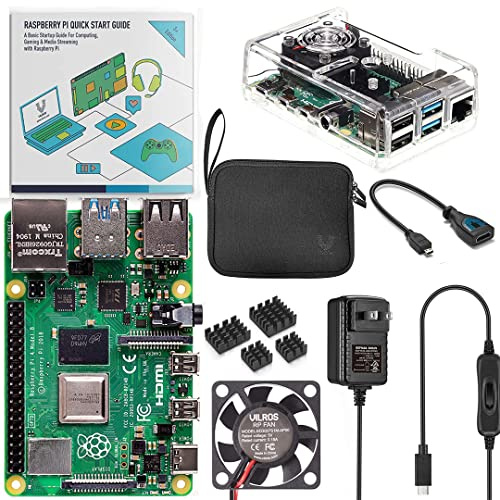 Vilros Raspberry Pi 4 Basic Kit with Clear Transparent Fan Cooled Case (4GB)