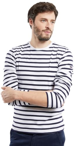 Armor Lux Herren Im Marine-Stil Crozon Aus Baumwolle T-Shirt, Mehrfarbig (Blanc/Navire 400), XL EU