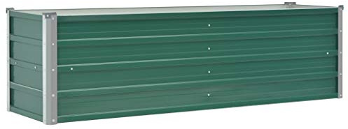 yorten Gartenpflanzen Hochbeet Gartenbeet Verzinkter Stahl Frühbeet Pflanzkasten für Garten Blumen Gemüse 160 x 40 x 45 cm (L x B x H) Grün