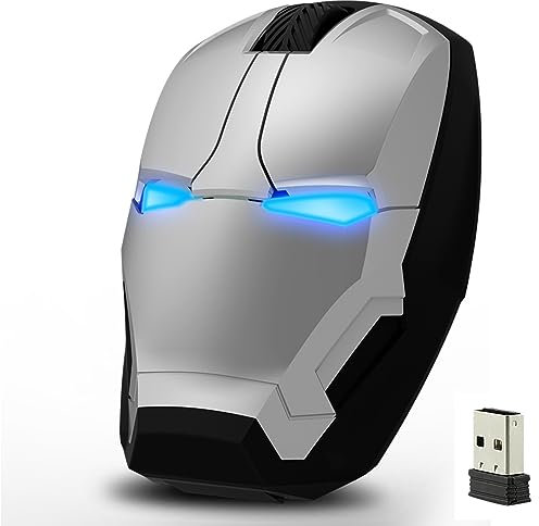 DAY DAY HAPPY mouse wireless per computer mouse ottico da gioco con luce LED blu per PC portatile (Silver)