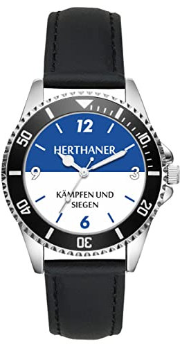 KIESENBERG Herrenuhr Herthaner Fan Armbanduhr Geschenk Analog Quartz Lederarmband Uhr L-21163