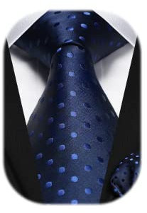 HISDERN Herren Blau Krawatten Taschentuch Klassische Hochzeit Tupfen Formelle Elegant Krawatte & Einstecktuch Set Business Meeting