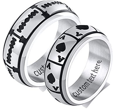 ANAZOZ 2 Stück Eheringe Paarpreis Edelstahl Pik A Eheringe Elegant Freundschaftsringe Silber Schwarz Trauringe Hammerschlag mit Kostenlos Gravur