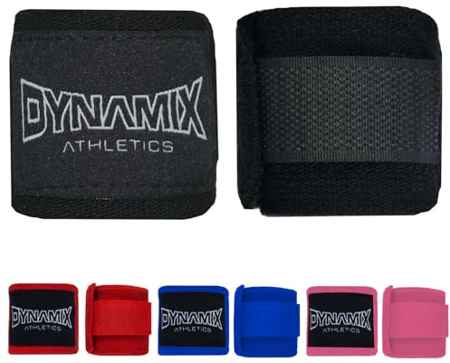 Dynamix Athletics Kinder Handbandagen 1,50m - Elastische Boxbandagen für Kids MMA Boxen Muay Thai Sparring - Daumenschlaufe und Klettverschluss (Schwarz)