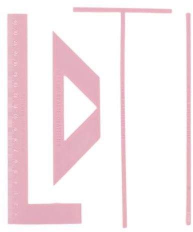 Craftelier - Komplettes Set mit Bindelinealen | Enthält Lineal L + Lineal T + Abstandshilfe + Eckenschneidewinkel + Tragetasche + Anleitung - Farbe Rosa