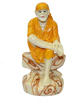 SANGAM Gott Sai Baba Statue Handgeschnitzte Skulptur Home Dekorative Ornamente Indische Shirdi Sai Baba Idol Tempel Dekoration Religiöse Polyresin Figuren Hindu Geschenke