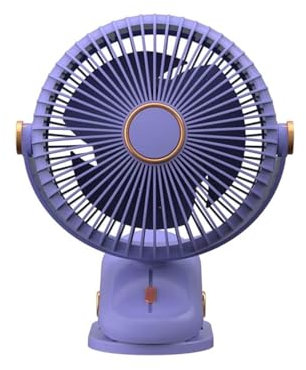 500mAh Portable Rechargeable Clip on Fan, 5 inch Battery Operated Fan, 3 Speeds Personal Fan, 360 Rotation Small Desk & Clip Fan, Ideal for Outdoor Camping Golf Cart Treadmill Home Office, Purple