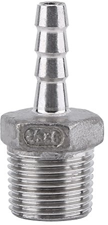 BORDTRACT Raccords de tuyau cannelé en acier inoxydable SS304 Raccord tuyau filetage mâle Connecteur queue tuyau cannelé BSP 1/8~3/4 pour raccorder tuyau d'air, un tuyau carburant, (3/8×6mm)