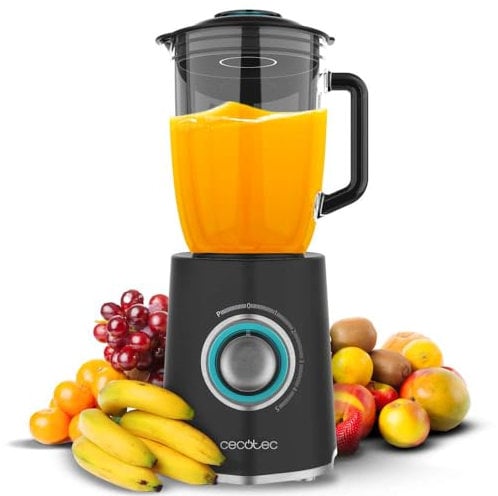 Cecotec Batidora de Vaso Power Black Titanium 2000MAX Mix Go. 2000W Potencia Máxima, Acacados en Acero Inoxidable, Cuchilla con Recubrimiento de Titanio Negro, Capacidad 1,5L