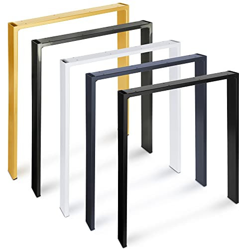 Magnetic Mobel 2 x Tischbeine Metall Schwarz Anthrazit Gold und Weiß Tischkufen aus Profilen 80x20 mm | Tisch, Schreibtisch, Loft Stil-Good Design (Black)