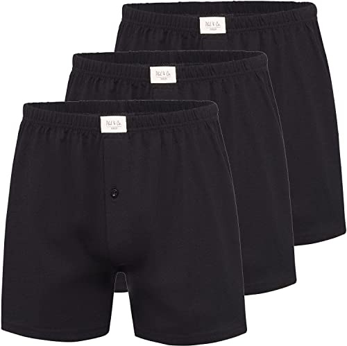 3 Stück Phil & Co Jersey Shorts Boxershorts Pant Unterhosen Herren große Größen schwarz oder blau M - 5XL, Grösse:L, Farbe:schwarz