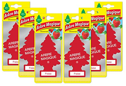 Arbre Magique 6er-Set Erdbeer-Kiefer-Lufterfrischer-Parfümierer Superlanganhaltender Duft für Auto, Haus, Büro, etc.