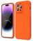 oakxco for iPhone 14 Pro Max Phone Case Liquid Silicone, Fluorescent Bright Solid Color, Cute Thin Slim Soft Rubber TPU Plain Smooth Gel Matte Protective Cover for Women Girl, Burnt Neon Orange