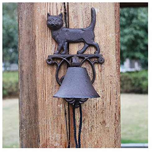 Türklopfer, Vintage-Katzen-Türklingel, robuste Gusseisen-Wandglocke, schöne kleine Katzen-Handglocken, manuell schüttelnde Wandbehang-Dekorglocke, Willkommens-Dinnerglocken