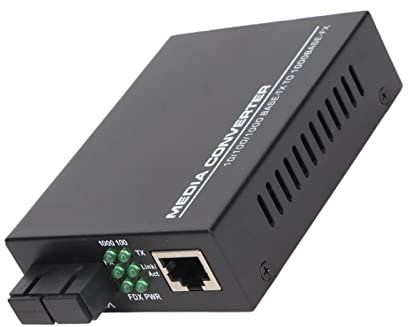 Bewinner Convertidor de Medios Gigabit Ethernet, Convertidor de Fibra a Ethernet Multimodo con Puerto RJ45 y Puerto SC, Red Ethernet de 10 100 1000 Mbps hasta 0,55 Km/0,34 Millas, (Enchufe de la UE)