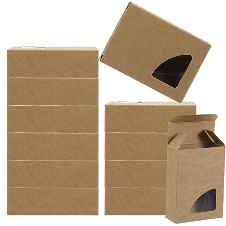 PATIKIL 4x3x1 30Stk Papier Seifenkiste mit Fenster Hausgemachte Seife Boxen Dreieck Geschenke Verpackung Boxen für Geburtstag Weihnachten DIY Handwerk Braun