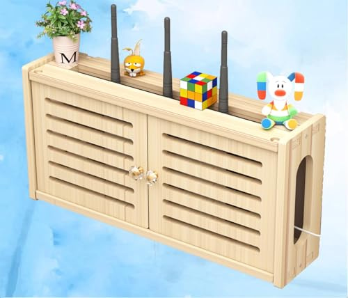 Storage Boxes Wall,Router Schrank Holz Router Box Wandmontage Wall Mount Organizer Wandmontierte Regale,C-48x24cm