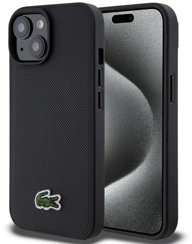 CG MOBILE Lacoste LCHMP15SPVCK Hülle für iPhone 15/14 / 13 6.1 Schwarz hardcase Iconic Petit Pique
