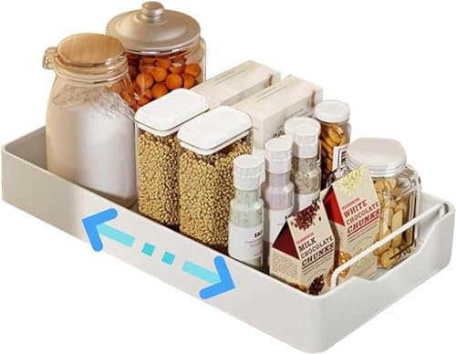 HRTS cajones extraibles para Cocina Cajón Telescópico Cocina Cajón Deslizante para Alacena, Cajón de Cocina Extensible Desplegable, Sin Necesidad de Taladrar Ni Clavar,20cm x 43cm x 7cm